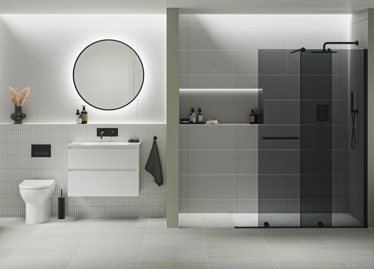 Armano Roller Grey Glass Matt Black with Mozzano Matt White
