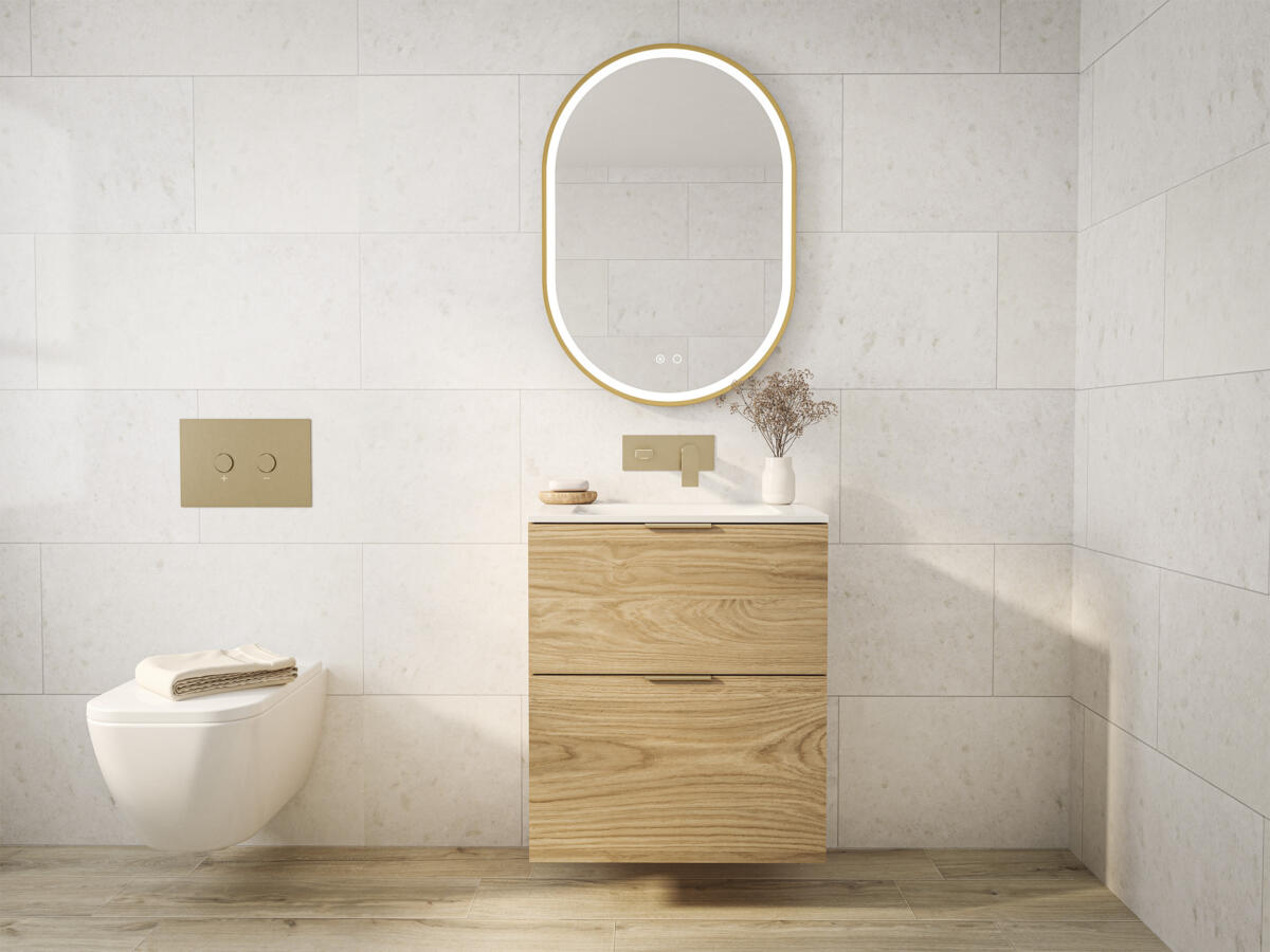 Briella Mirror Light Oak Cosenza Rocco2 Inox Santuro Tap