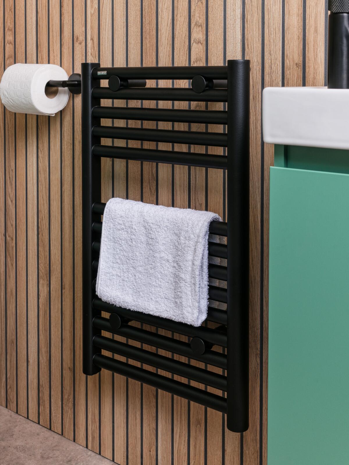 Hugo Matt Black Towel Rad