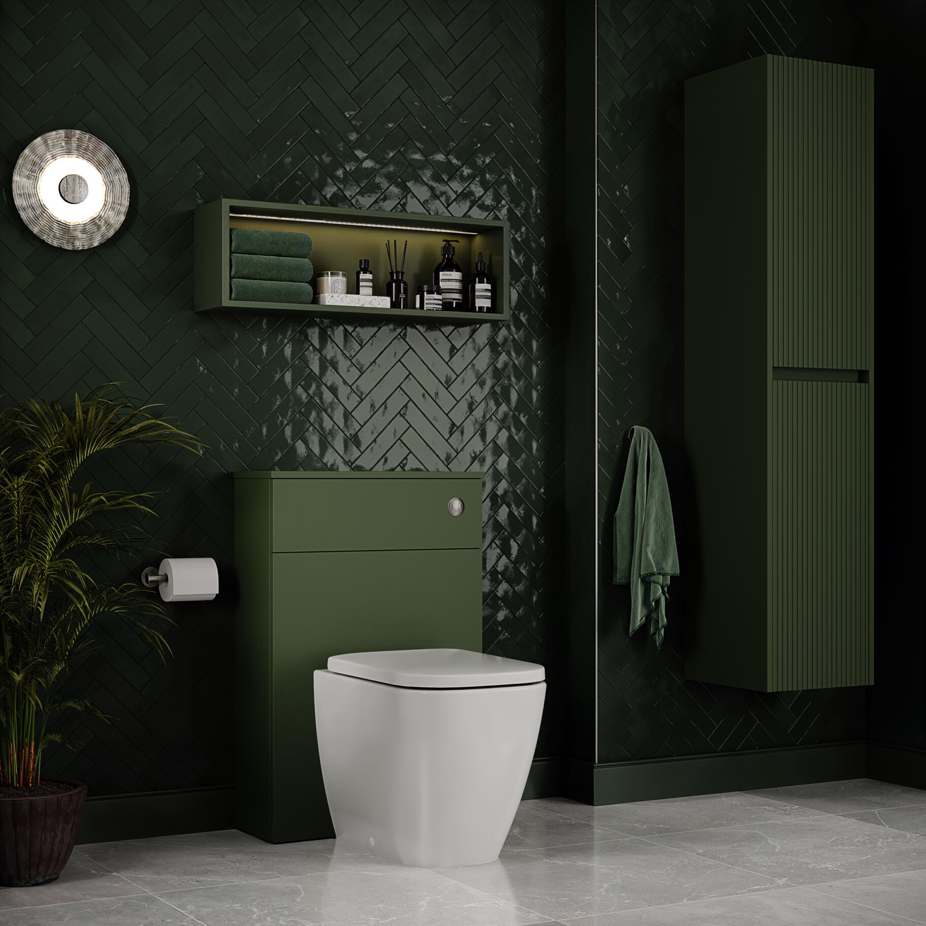 Stratto Tuscan Green Tall Unit Matching WC