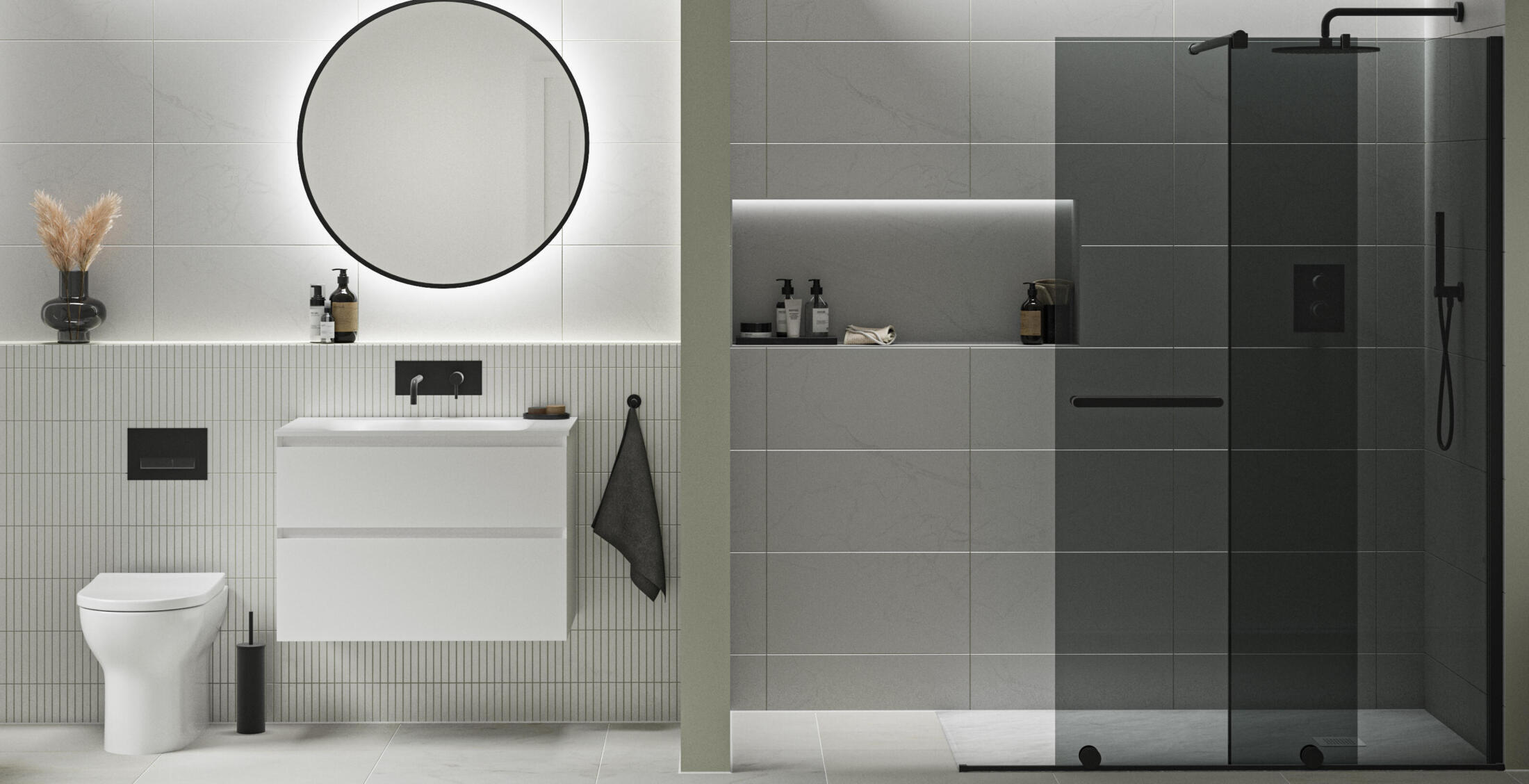 Armano Roller Grey Glass Matt Black with Mozzano Matt White