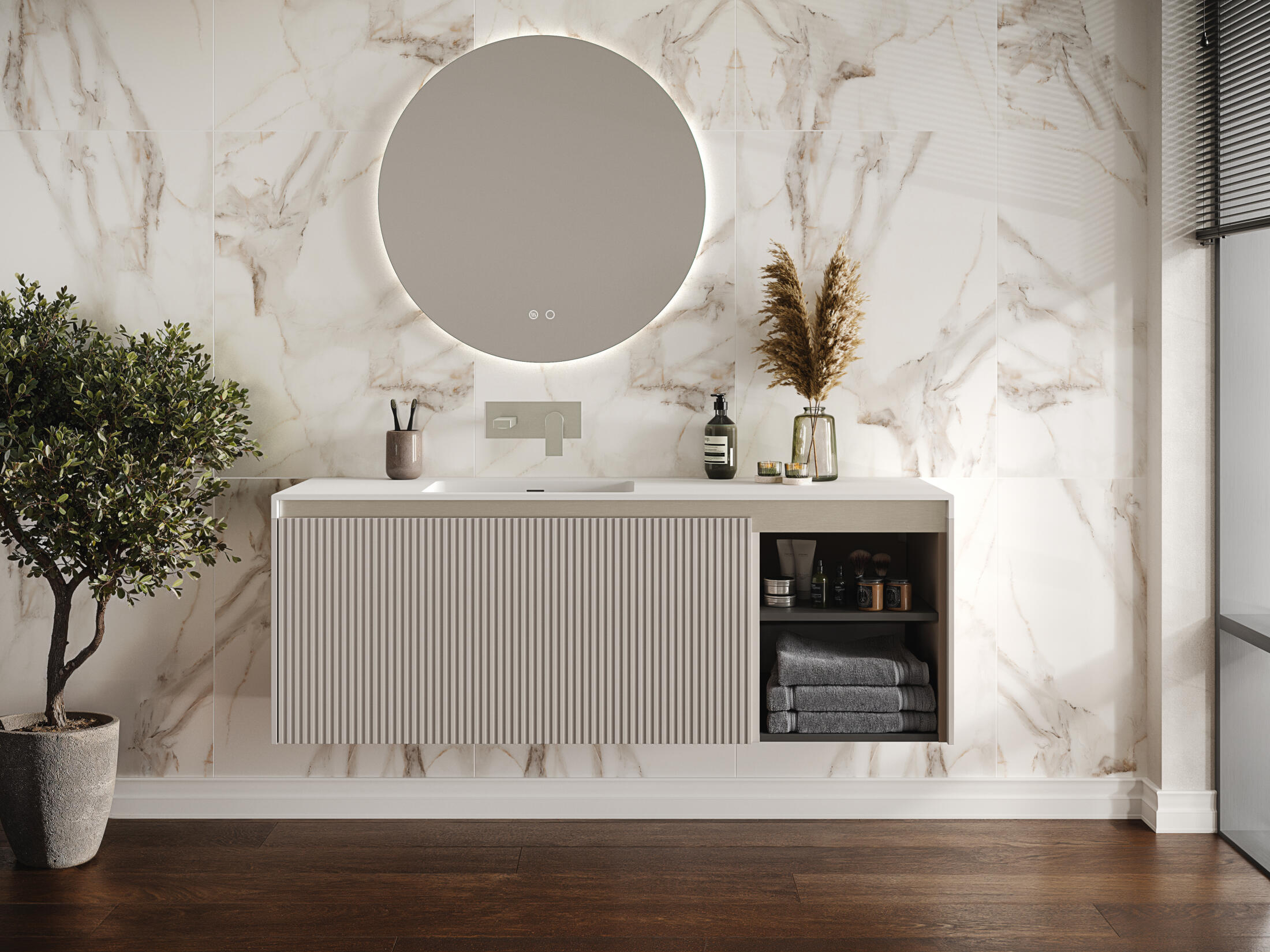 Stratto Soft Taupe Open Shelving