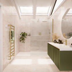 Tavo Brushed Brass Fluted Glass Marcello Tuscan Green Stratto Ca Pietra California Porcelain Beige