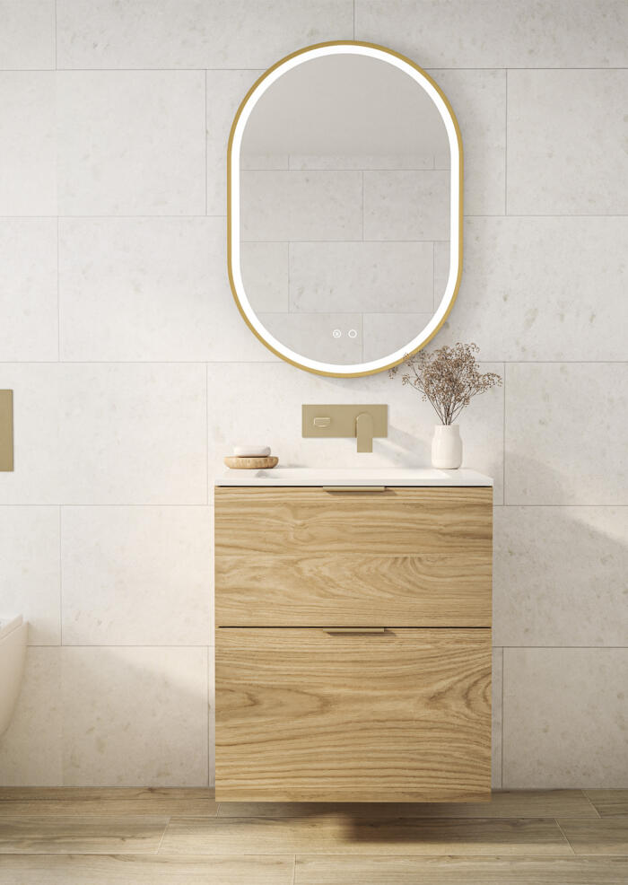 Briella Mirror Light Oak Cosenza Rocco2 Inox Santuro Tap