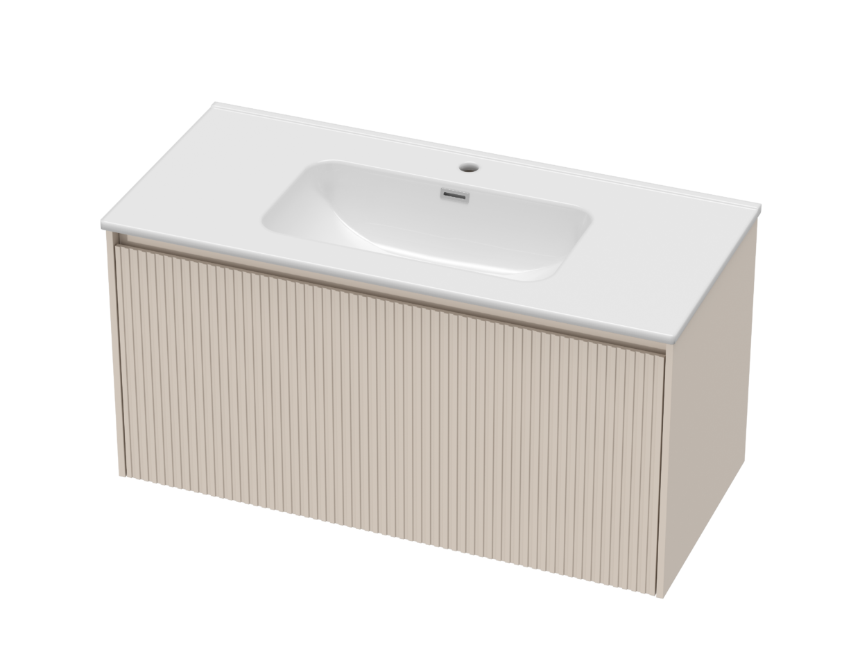 1000mm Soft Taupe Stratto with Ceramic Basin and Chrome Shroud