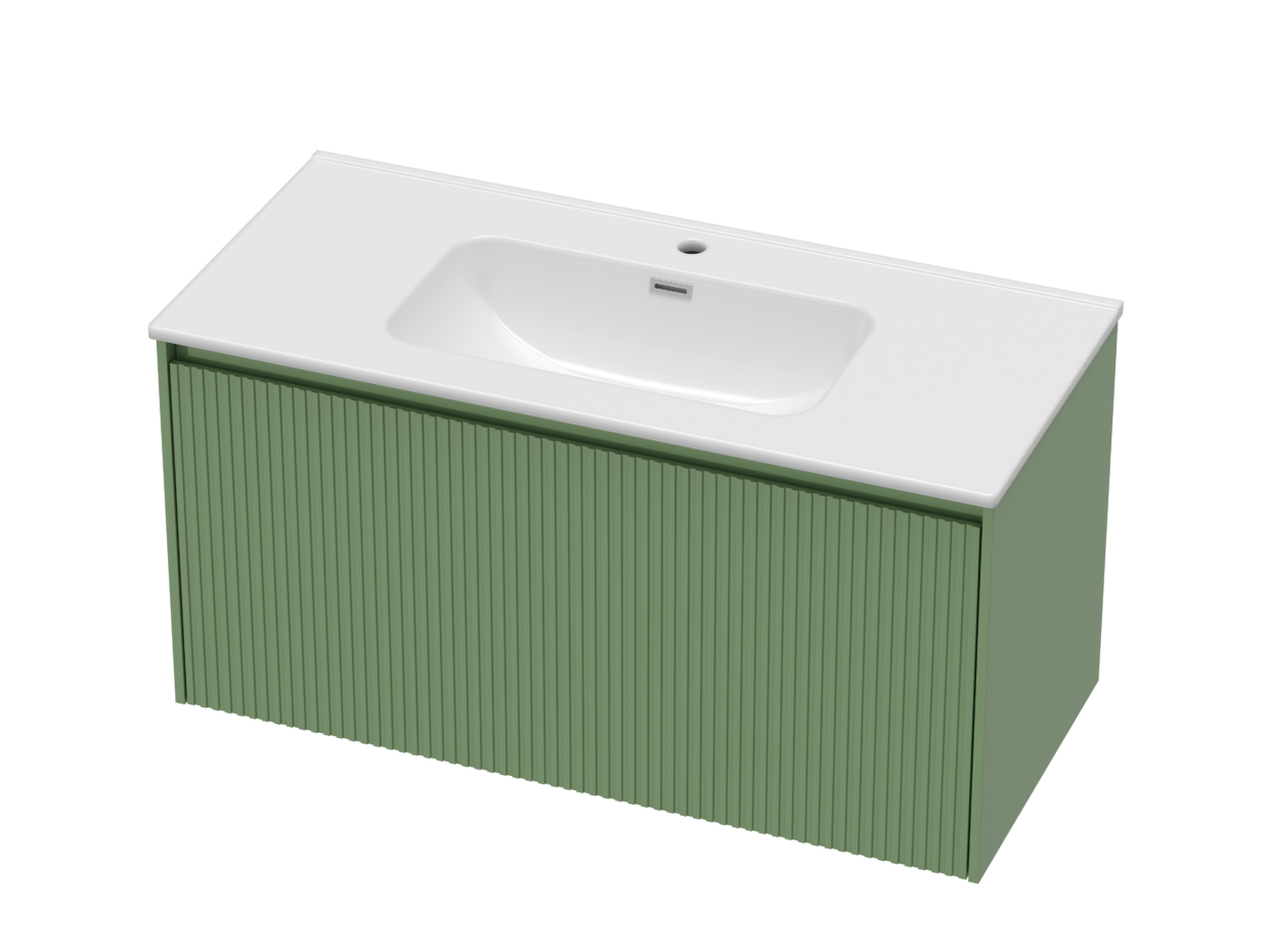 1000mm Tuscan Green Stratto with Ceramic Basin and Chrome Shroud