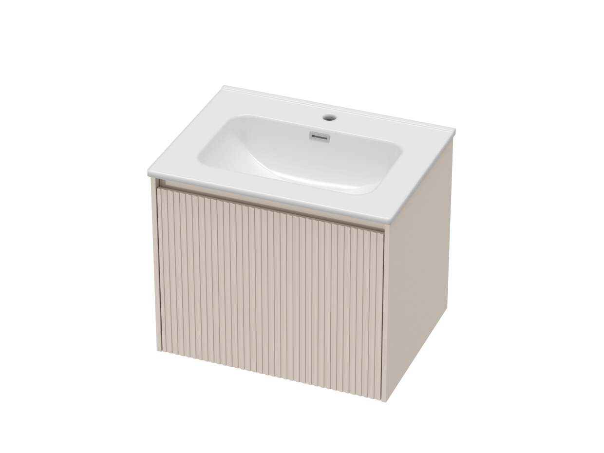 600mm Soft Taupe Stratto with Ceramic Basin and Chrome Shroud