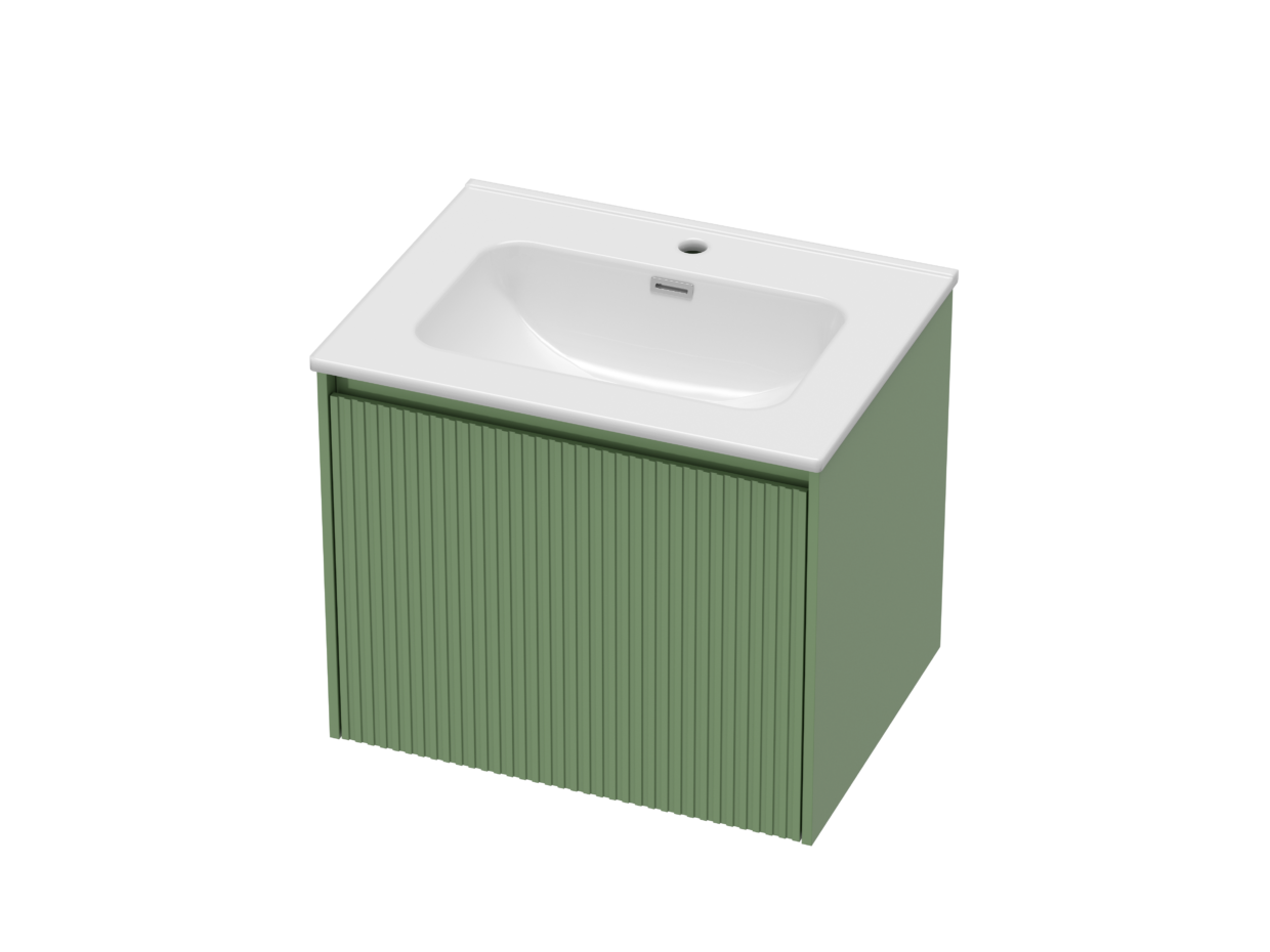600mm Tuscan Green Stratto with Ceramic Basin and Chrome Shroud