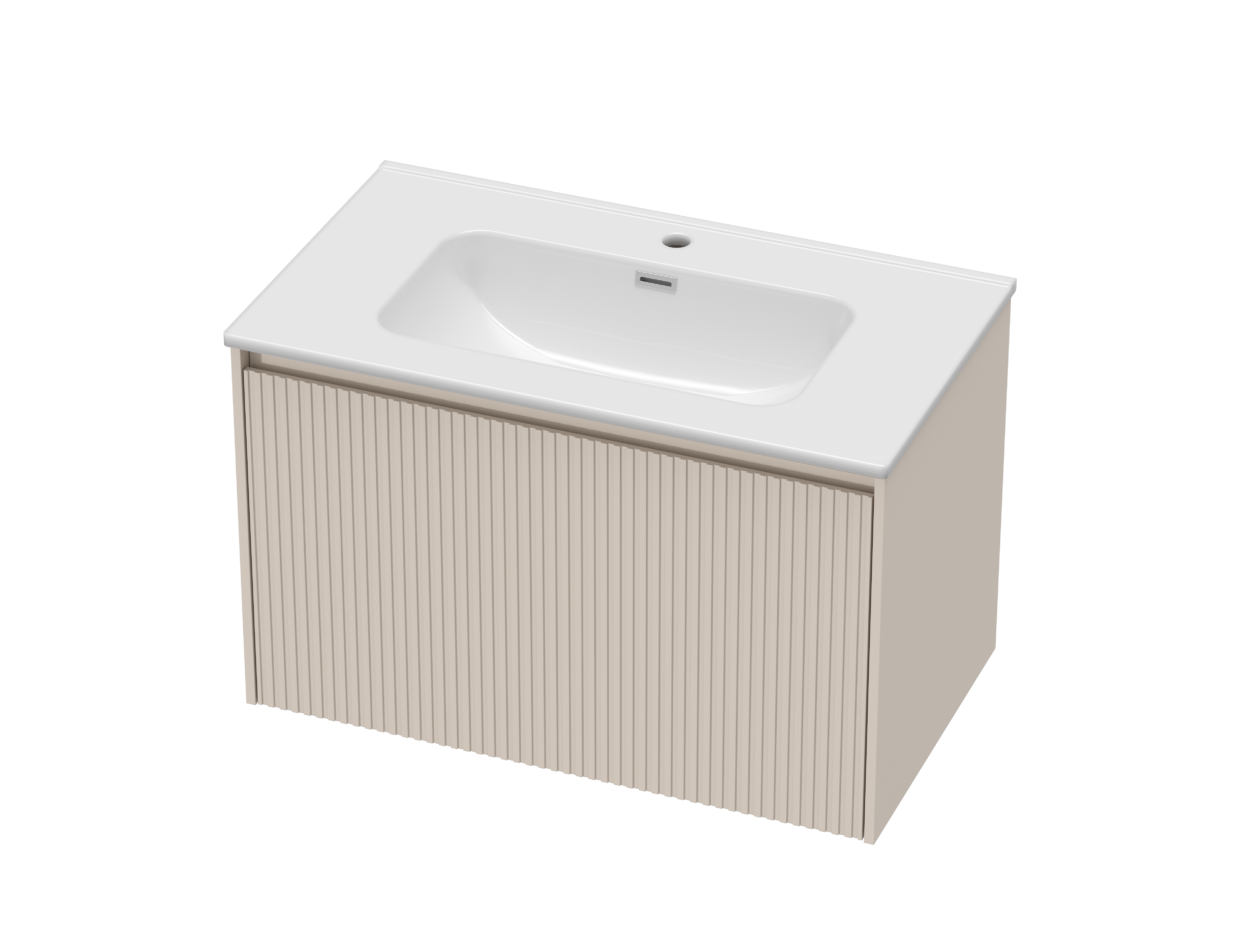 800mm Soft Taupe Stratto with Ceramic Basin and Chrome Shroud