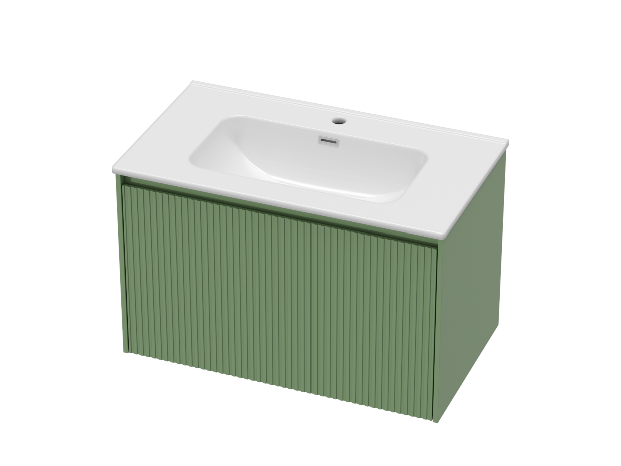 800mm Tuscan Green Stratto with Ceramic Basin and Chrome Shroud