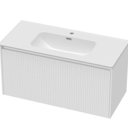 1000mm Matt White Stratto with Ceramic Basin and Chrome Shroud