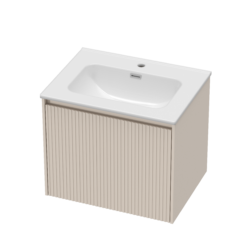 600mm Soft Taupe Stratto with Ceramic Basin and Chrome Shroud
