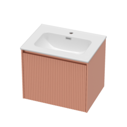 600mm Terracotta Blush Stratto with Ceramic Basin and Chrome Shroud