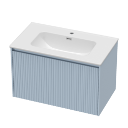 800mm Dusky Blue Stratto with Ceramic Basin and Chrome Shroud