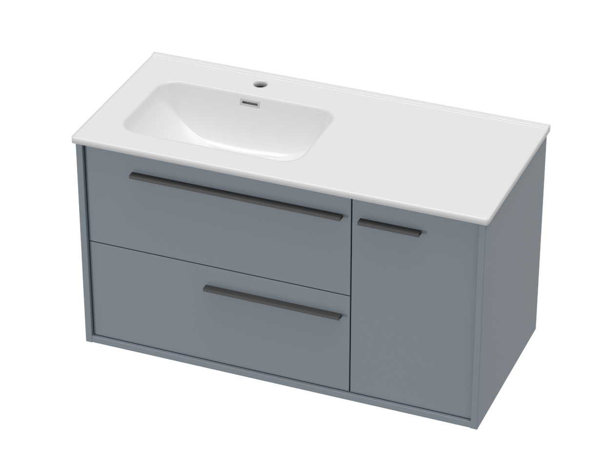 1000mm Wall Hung Storm Blue Tellao with Ceramic Basin and Chrome Shroud