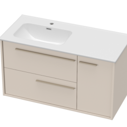 1000mm Wall Hung Soft Taupe Tellao with Ceramic Basin and Chrome Shroud