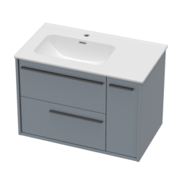 800mm Wall Hung Storm Blue Tellao with Ceramic Basin and Chrome Shroud