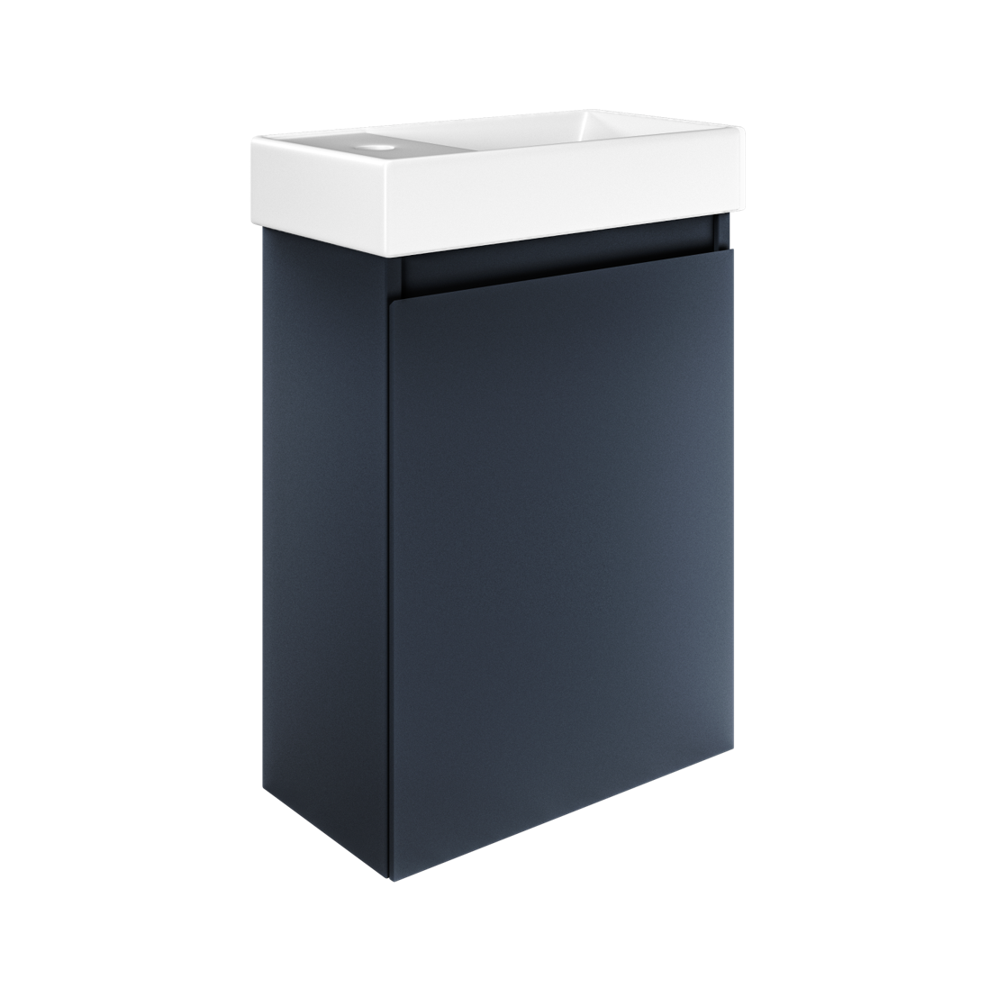 Mozzano Cloakroom Midnight Blue Unit White Basin